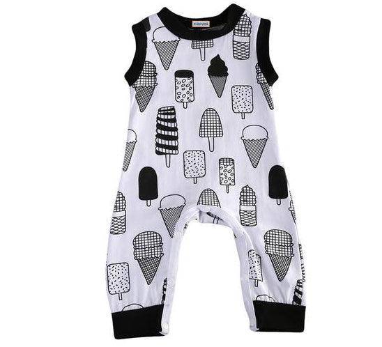 Baby Boys Ice Cream Romper Jumpsuit White