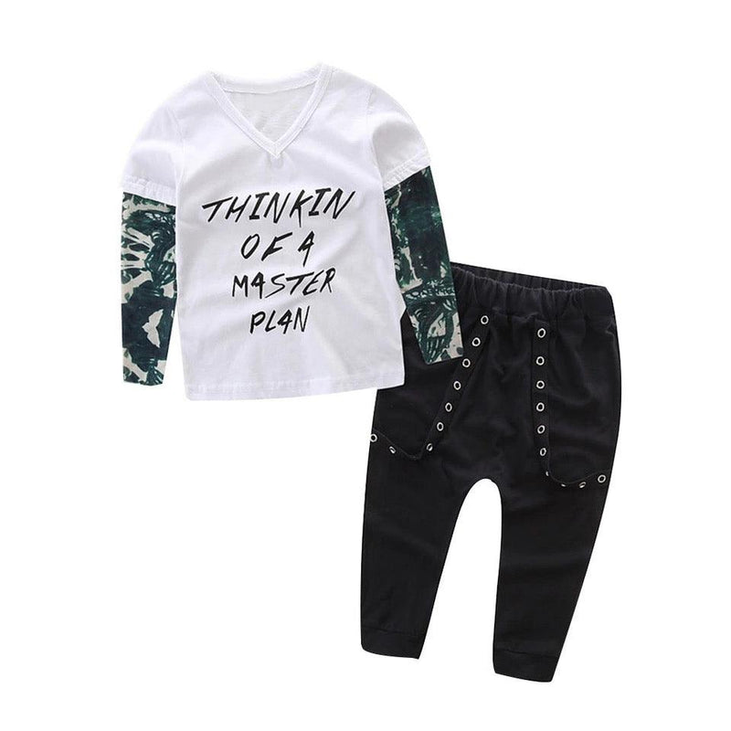 Baby Boys Letter T Shirt Top Pant Outfit White