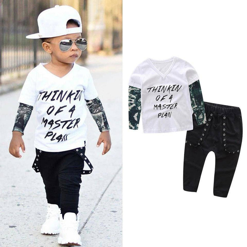 Baby Boys Letter T Shirt Top Pant Outfit