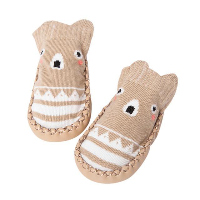 Baby Cartoon Socks Shoes Khaki