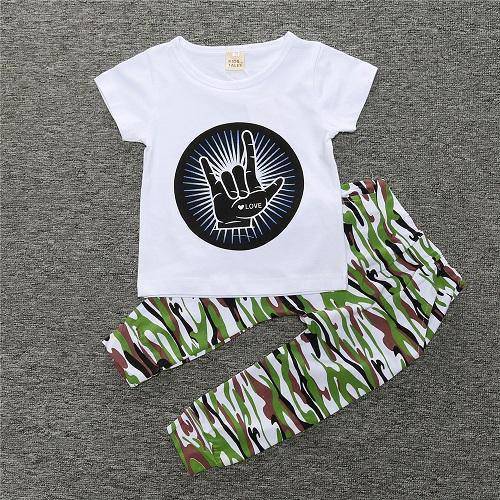 Baby Cotton Animal Short Sleeve T Shirt Pants Green Black