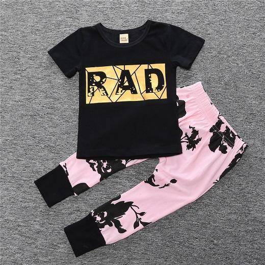Baby Cotton Animal Short Sleeve T Shirt Pants Pink