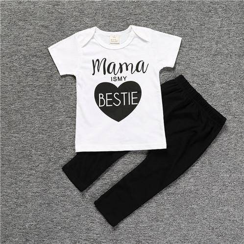 Baby Cotton Animal Short Sleeve T Shirt Pants Black Heart