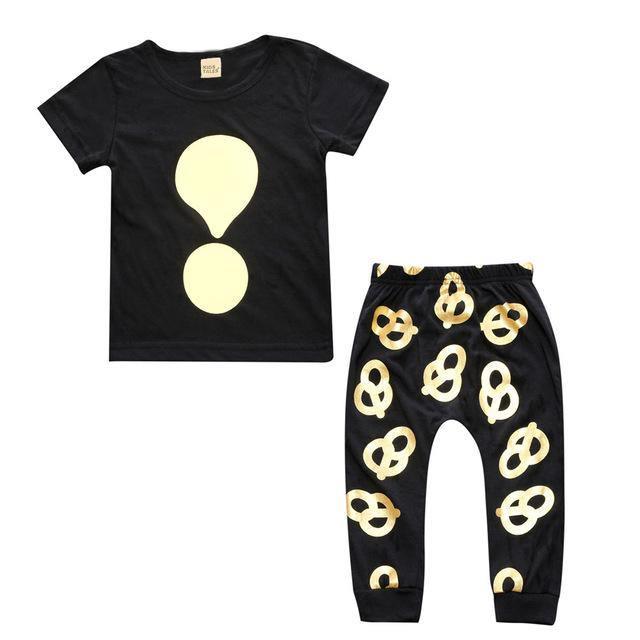 Baby Cotton Animal Short Sleeve T Shirt Pants Yellow Black