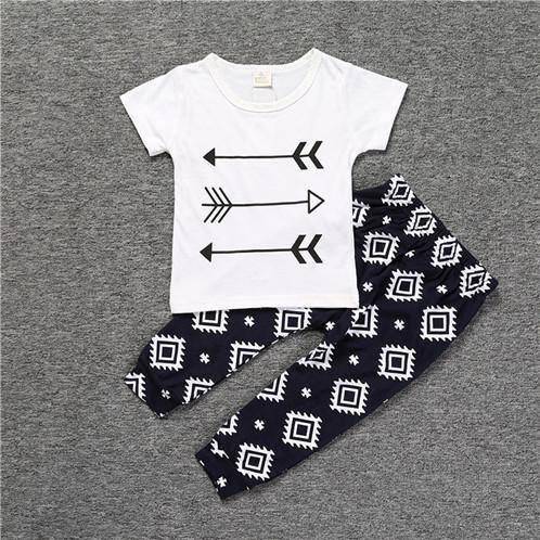 Baby Cotton Animal Short Sleeve T Shirt Pants White Black White