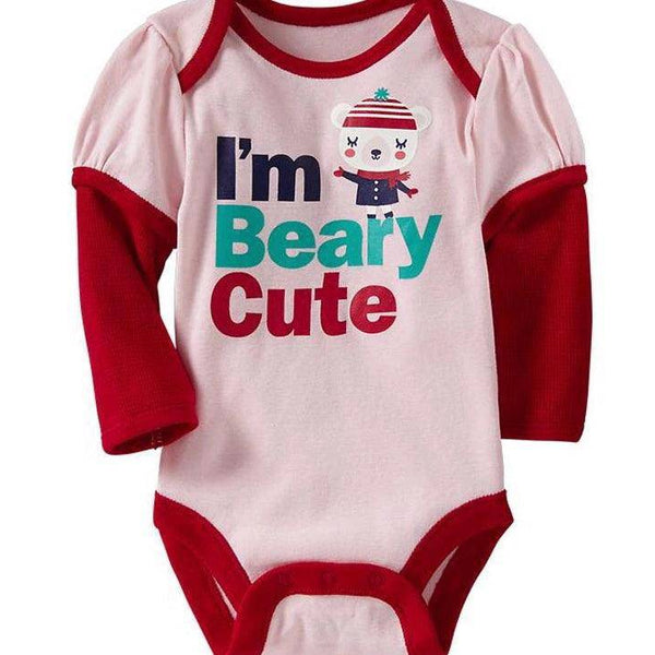 Baby Girl Animal I'm Beary Cute Bodysuit Red
