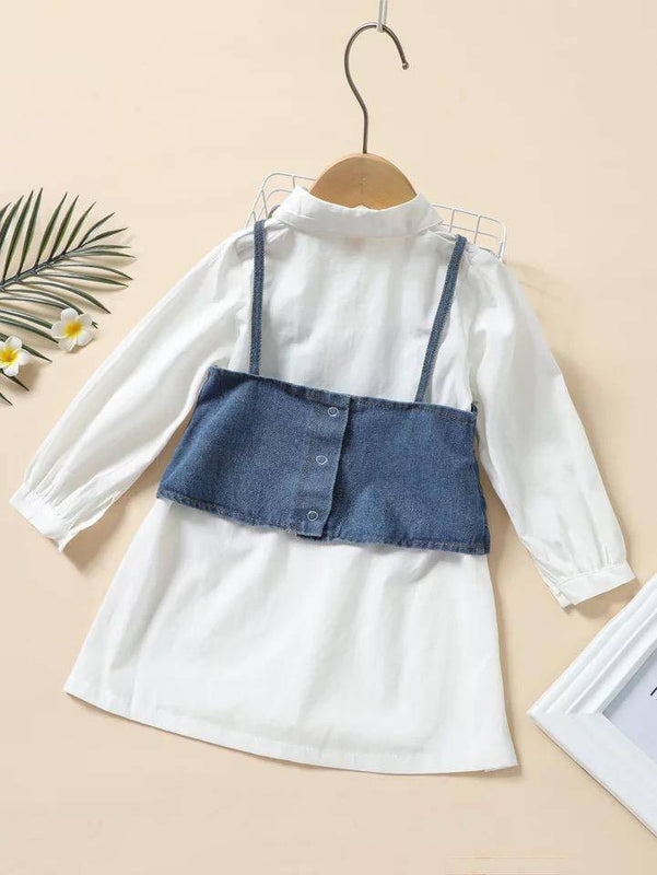 Baby Girl Botton Down Shirt Dress Denim Cami Top Outfit