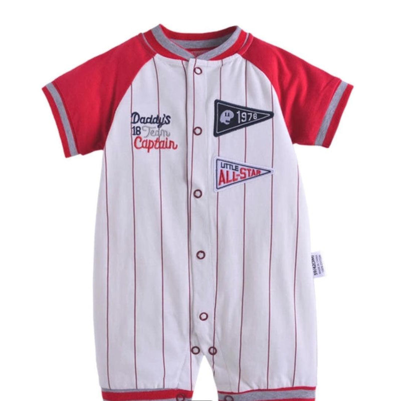 Baby Girl Boy Romper Baseball Jumpsuit Red White