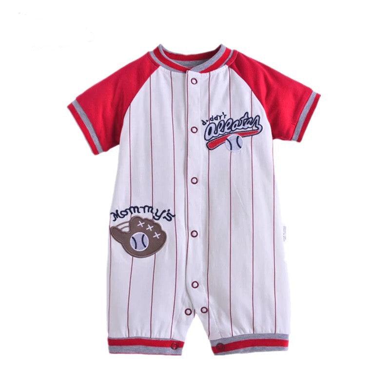 Baby Girl Boy Romper Baseball Jumpsuit Red