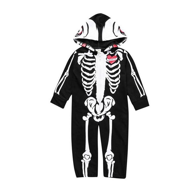 Baby Girl Boy Skull Zipper Romper Hooded Jumpsuit Costume Black