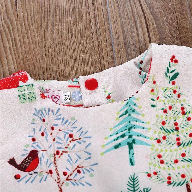 Toddler Baby Girls Christmas Button Geometry Dress