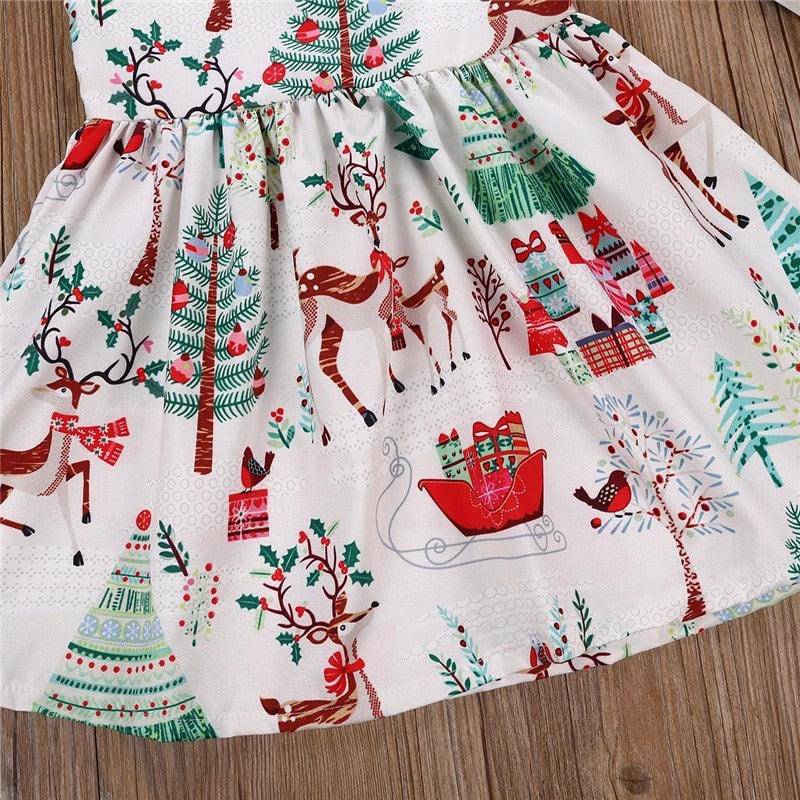 Toddler Baby Girls Christmas Button Geometry Dress