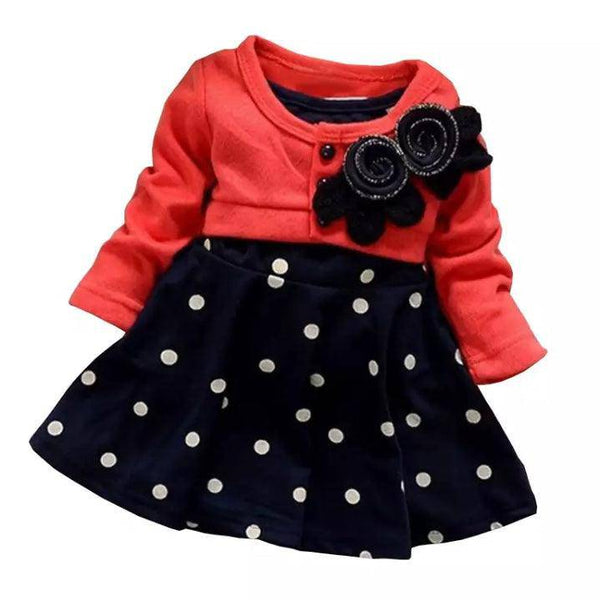 Baby Girl Cotton Flower Dress Clothes Red