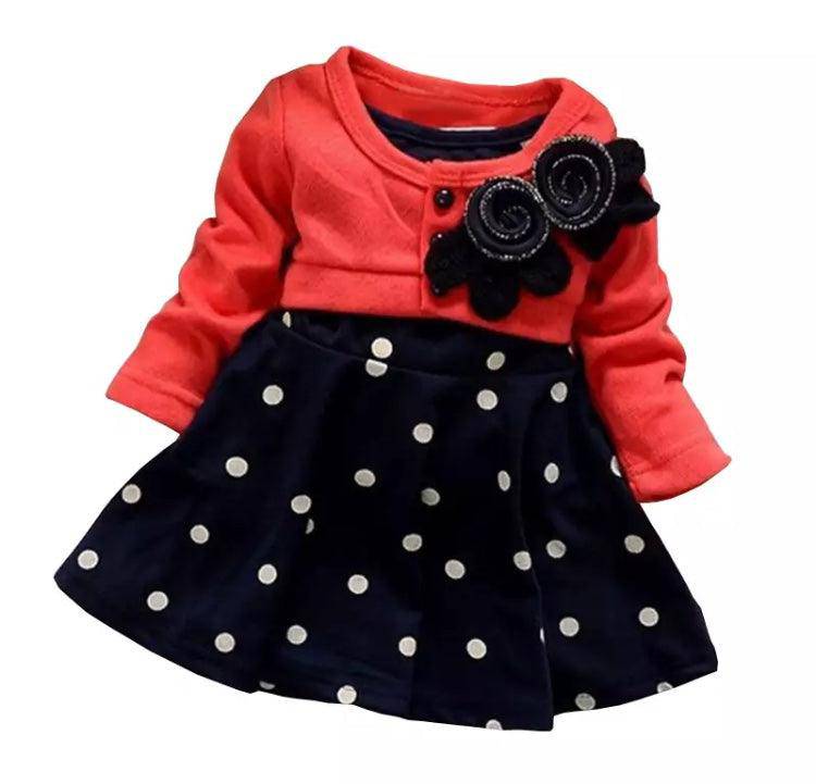 Baby Girl Cotton Flower Dress Clothes Red