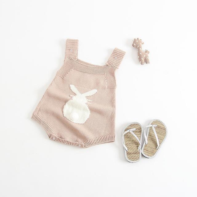 Baby Girl Cotton Knitted Sleeveless Romper grey