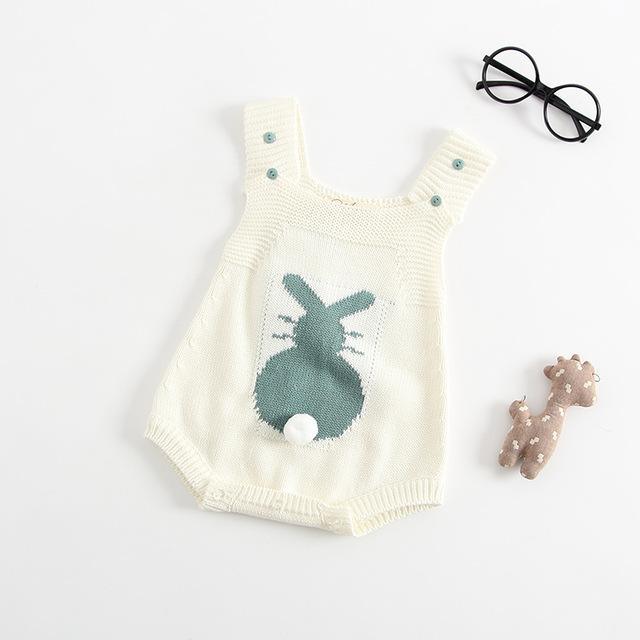 Baby Girl Cotton Knitted Sleeveless Romper white