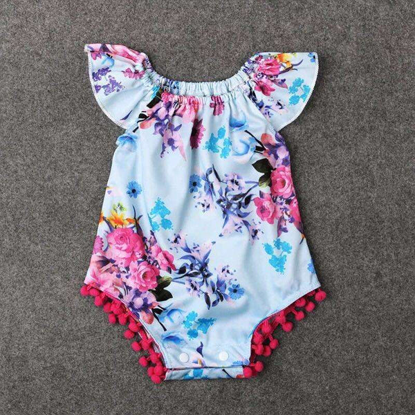 Baby Girl Flower Tassels Onesie Romper Light purple