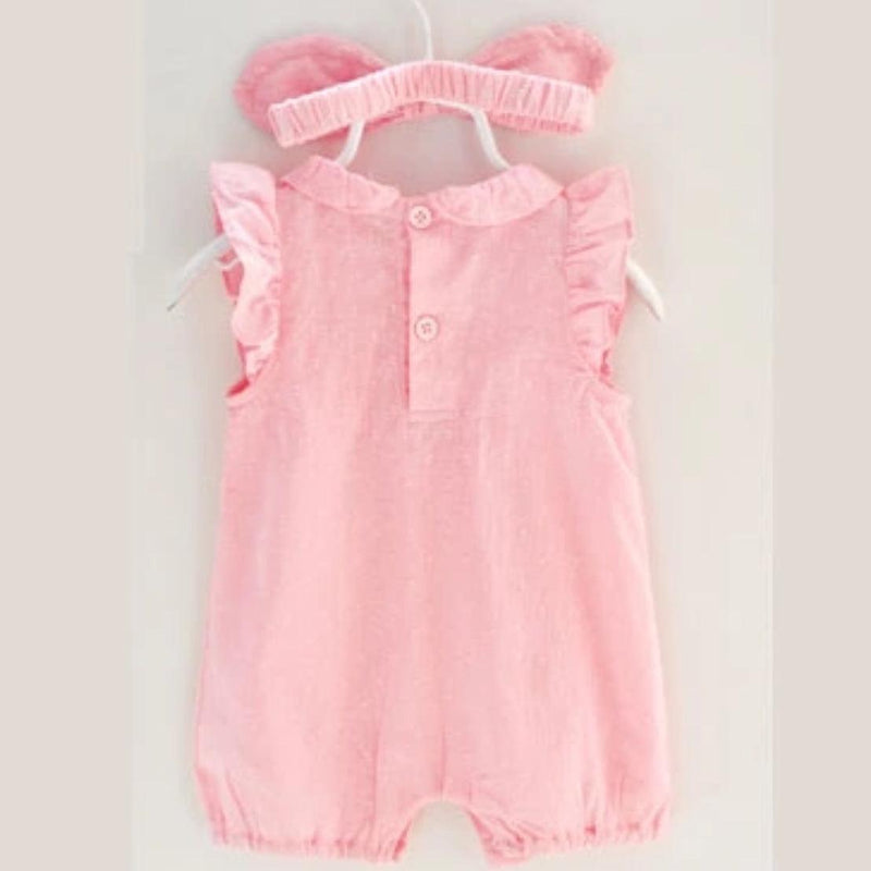 Baby Girl Headband Romper Jumpsuit Pink