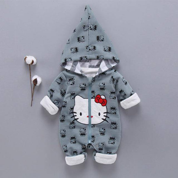 Baby Girl Kitty Cat Outerwear Romper Blue