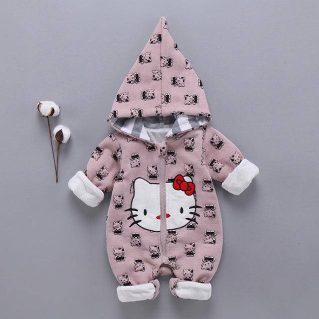 Baby Girl Kitty Cat Outerwear Romper Pink