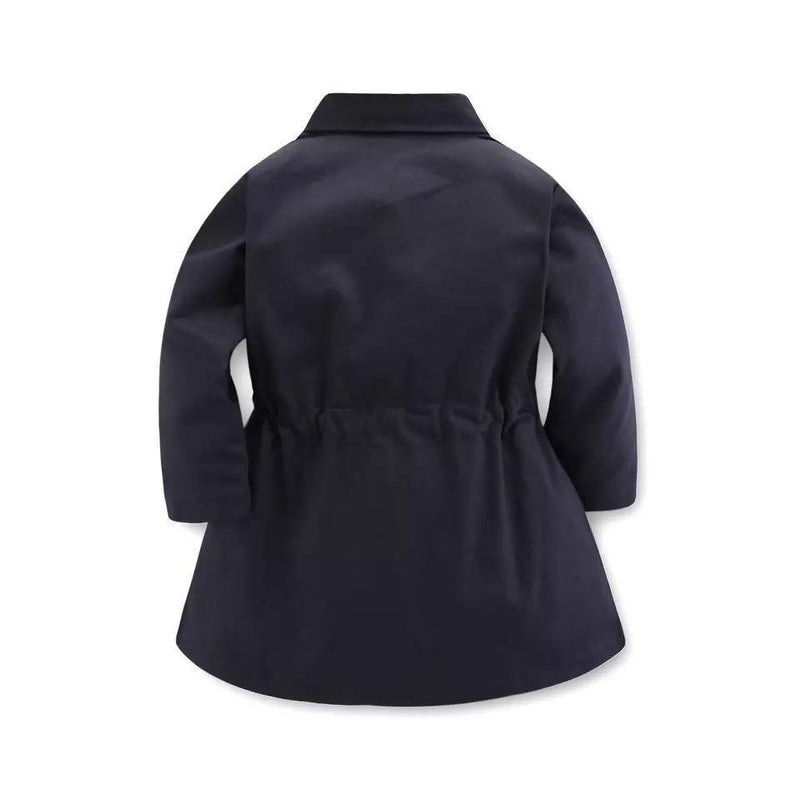 Baby Girl Lapel Horn Long Sleeve Windbreaker Coat