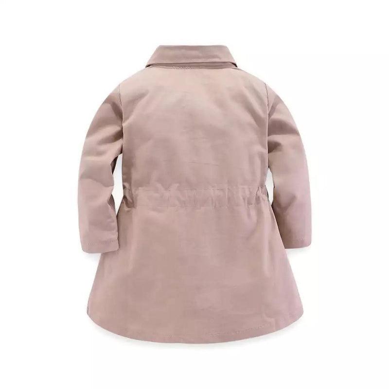 Baby Girl Lapel Horn Long Sleeve Windbreaker Coat