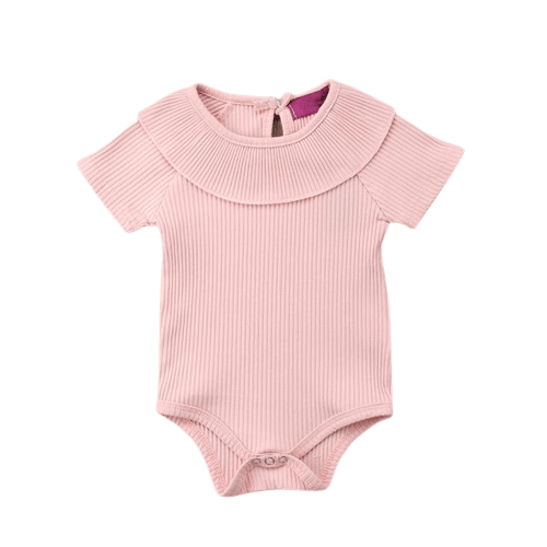 Baby Girl Ribbed Solid Collar Romper Jumpsuit Pink