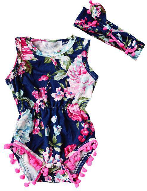Baby Girl Romper Summer Floral Jumpsuit Outfit Pink