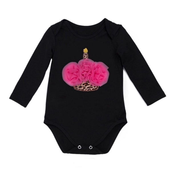 Baby Girl Rose Flower Romper Jumpsuit Black Red