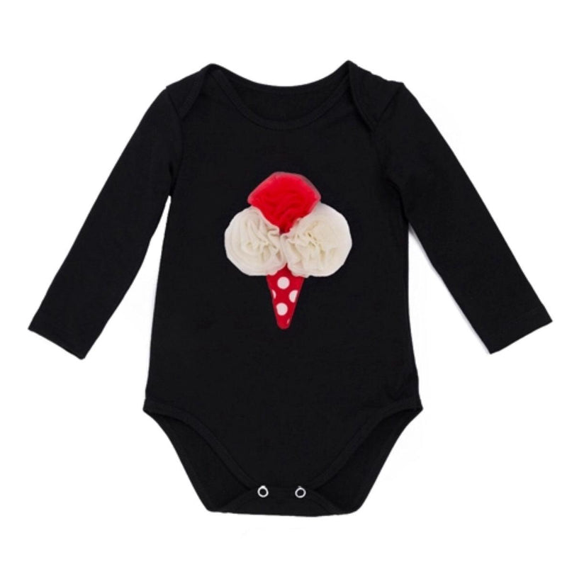 Baby Girl Rose Flower Romper Jumpsuit Black White