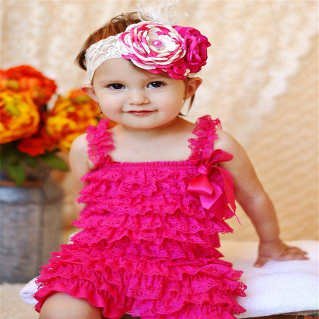 Baby Girl Ruffled Lace Romper Jumpsuit Clothes Dark Grey