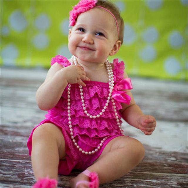 Baby Girl Ruffled Lace Romper Jumpsuit Clothes Lavender