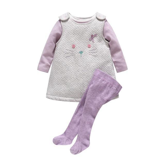 Baby Girl Thick Cat Dress Pantyhose Romper Purple