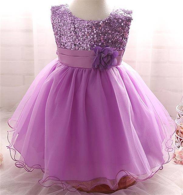 Baby Girls 1 Year Birthday Party Dress Purple