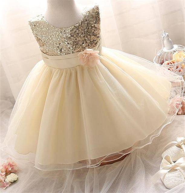 Baby Girls 1 Year Birthday Party Dress Rose Gold