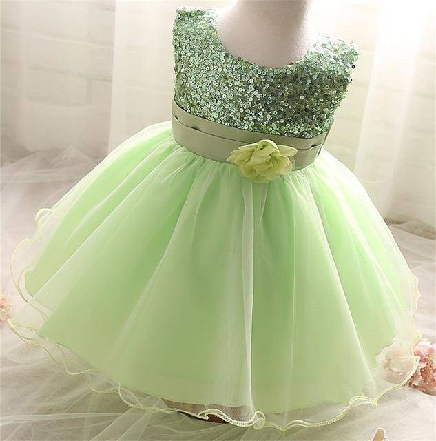 Baby Girls 1 Year Birthday Party Dress Green