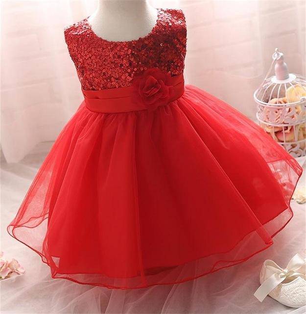 Baby Girls 1 Year Birthday Party Dress Red