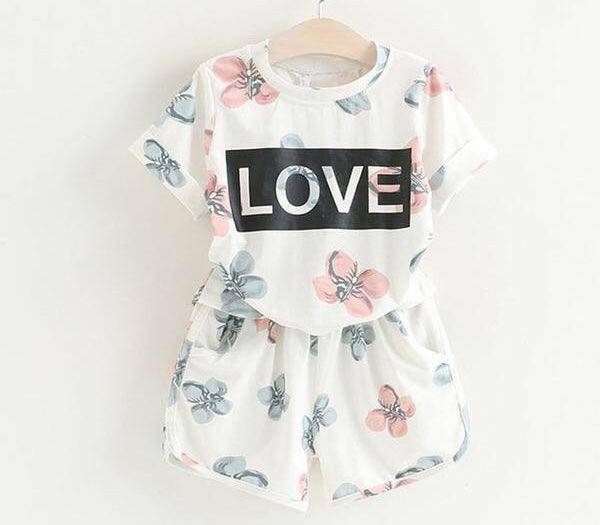 Baby Girls Bow Lace Sling Shirt Denim Shorts white Pink