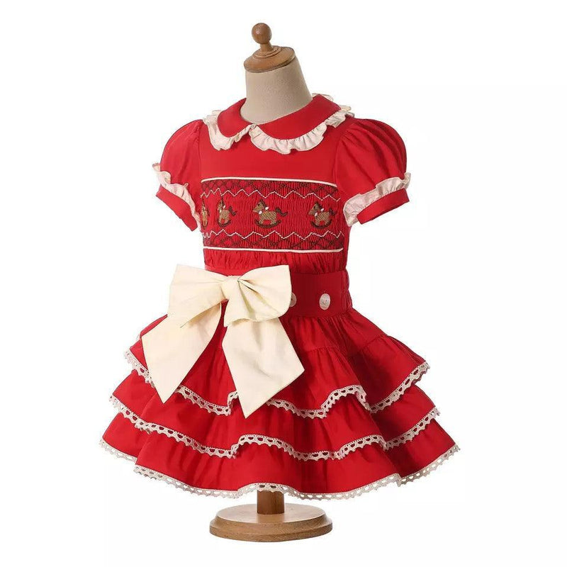 Baby Girls Christmas Red Smocked Dress