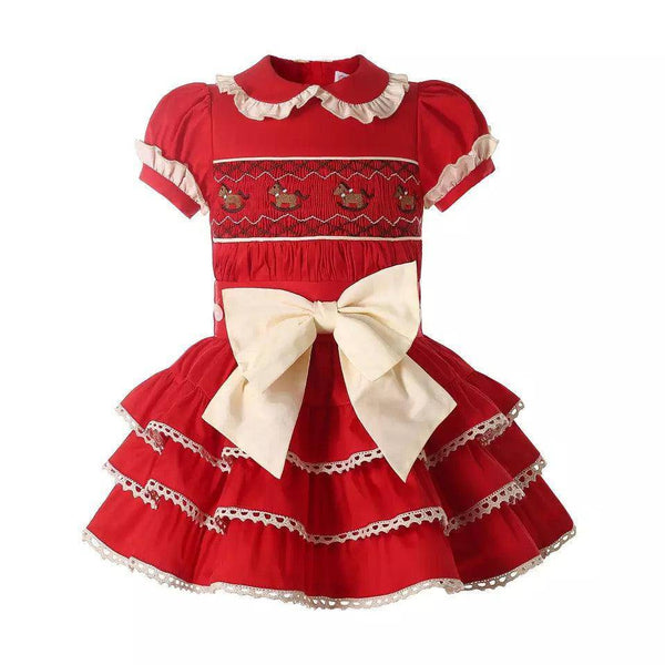 Baby Girls Christmas Red Smocked Dress