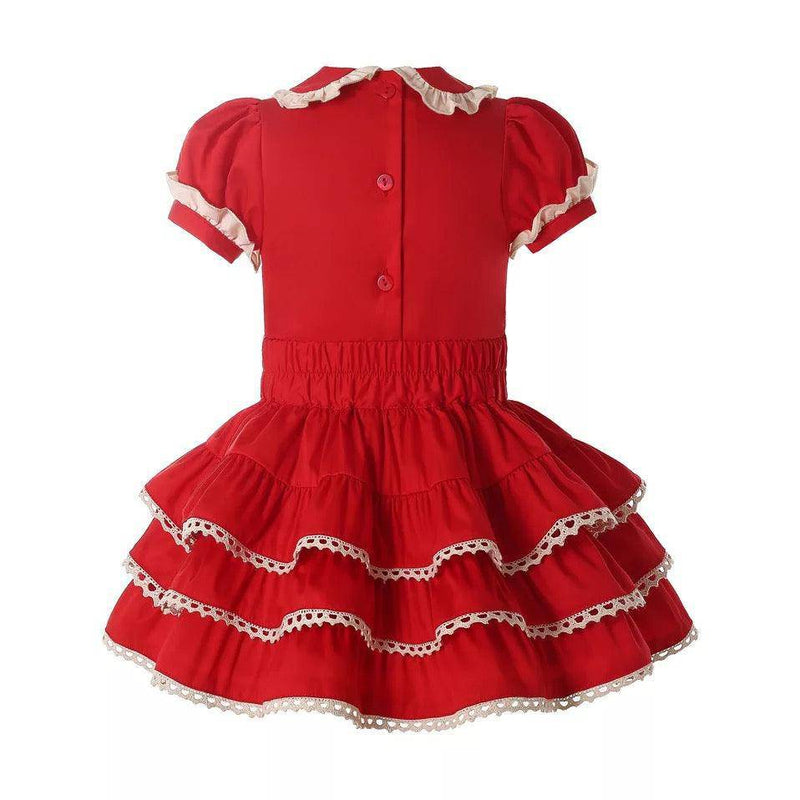 Baby Girls Christmas Red Smocked Dress