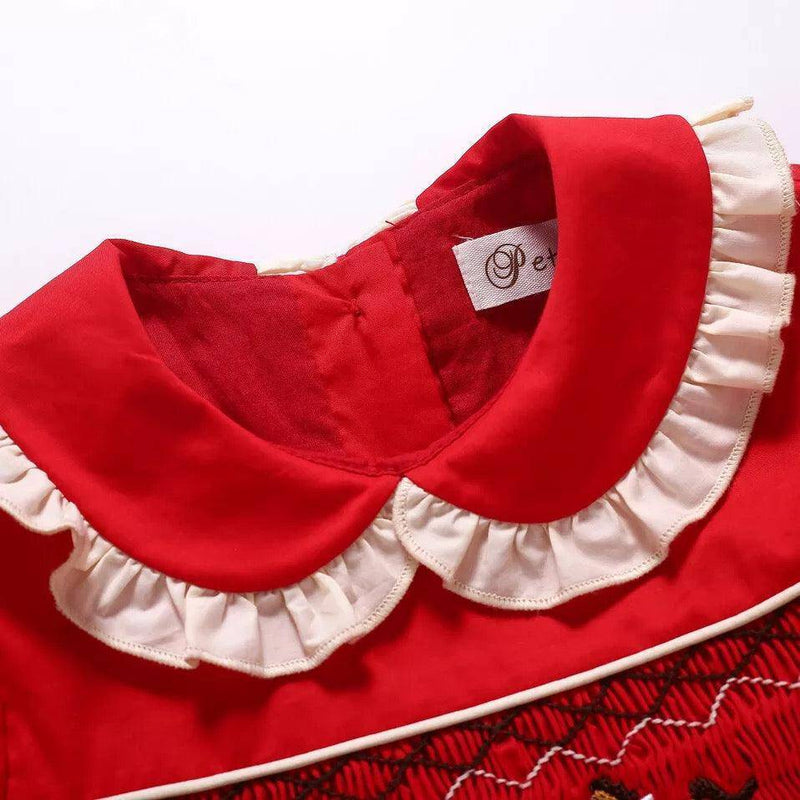 Baby Girls Christmas Red Smocked Dress