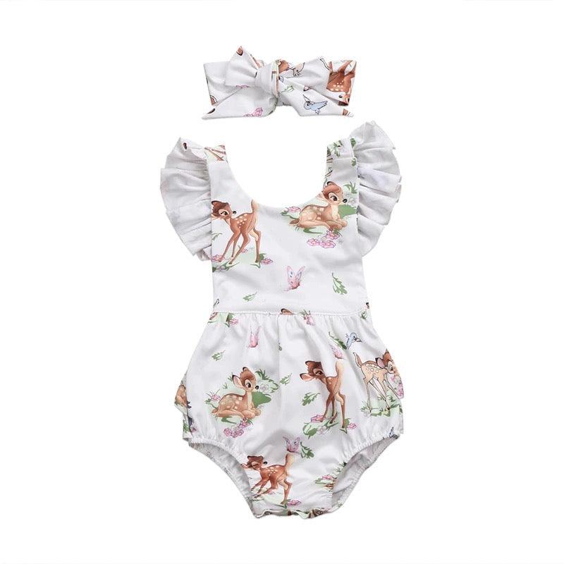 Baby Girls Deer Romper Headband Clothes