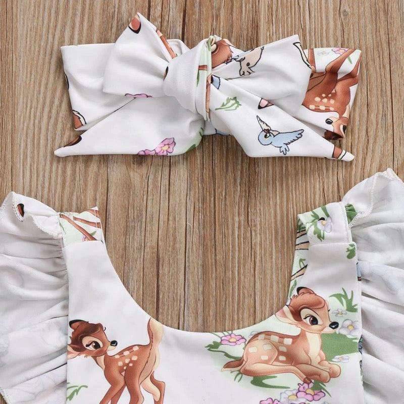 Baby Girls Deer Romper Headband Clothes