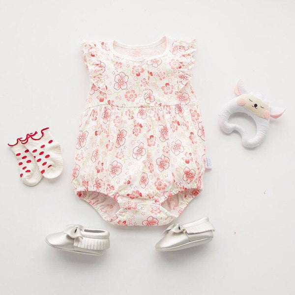 Baby Girls Dot Flower Onesies Romper