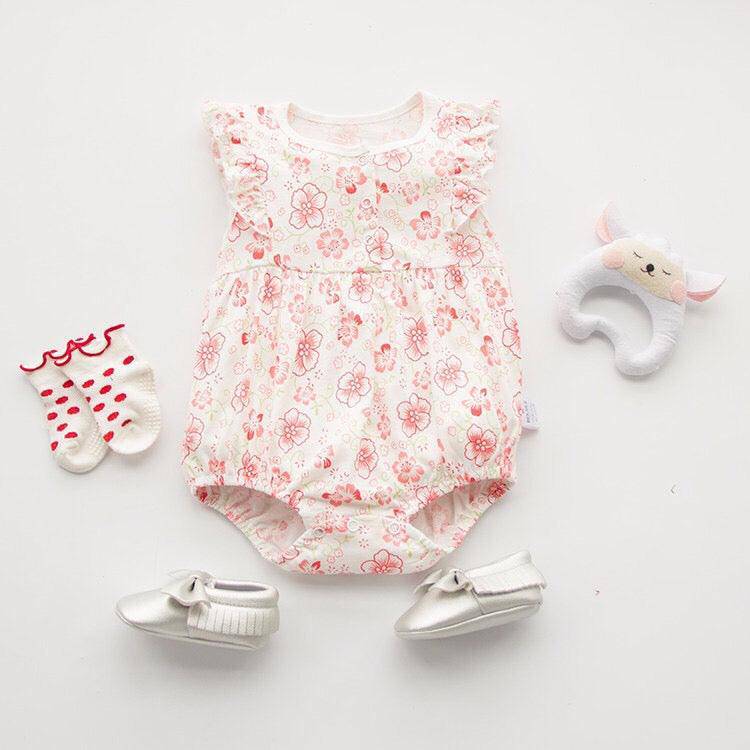 Baby Girls Dot Flower Onesies Romper