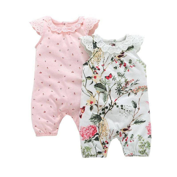 Baby Girls Floral Sleeveless O Neck One Piece Clothes Pink