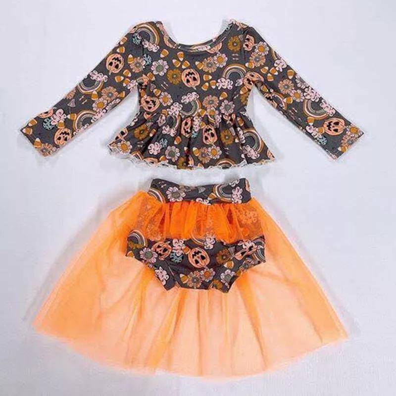 Baby Girls Halloween Bummies Outfit Orange