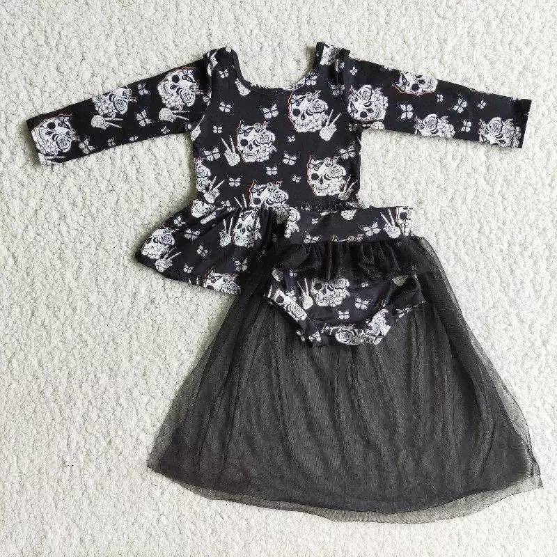 Baby Girls Halloween Bummies Outfit Black
