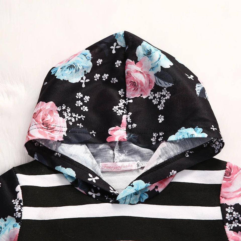 Baby Girls Hoodie Stripe Flower Sweatshirt Pants